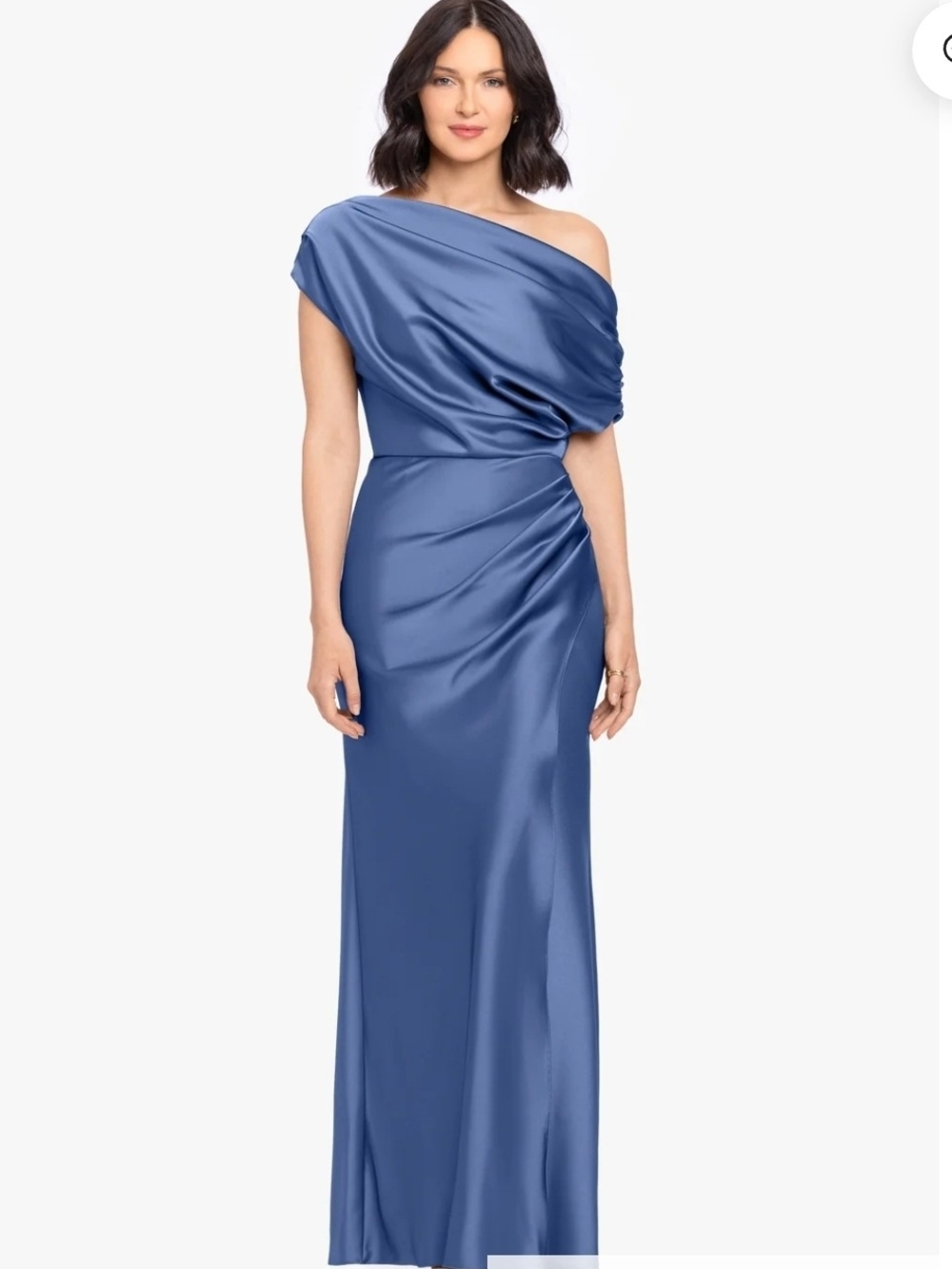 Betsy&Adam Hailey Double Faced Satin Off The Shoulder Ruched Dress Size 10